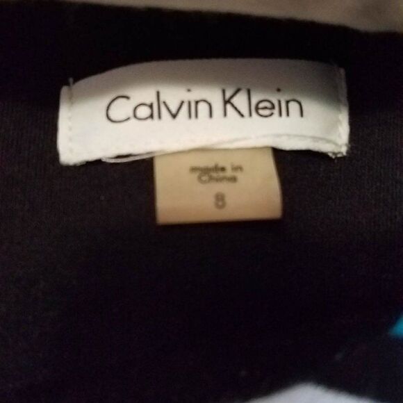 Calvin Klein Blue Black White Stripe Knit Dress size 8 - Picture 4 of 13